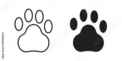 Paw icon - editable stroke vector illustration eps10.