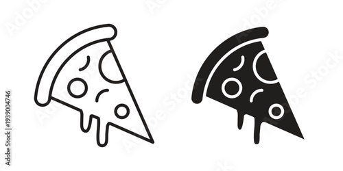 Pizza slice icon - editable stroke vector illustration eps10.