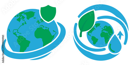 Earth with growing plants eco sustainability vector illustration flat design eps 10