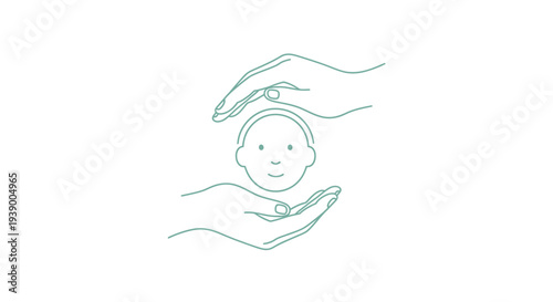 Hands Holding A Baby Face.