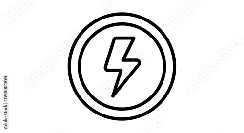 Simple Lightning Bolt Icon in Circle