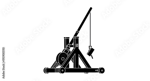 Medieval Trebuchet Siege Engine Illustration.