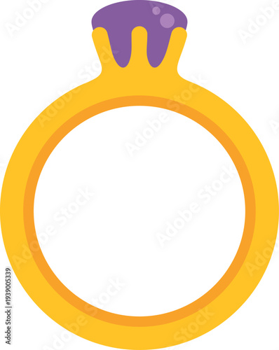 Golden ring with a purple gemstone, representing engagement and commitment