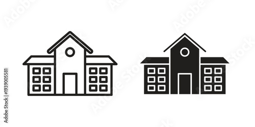 school icon - editable stroke vector illustration eps10.