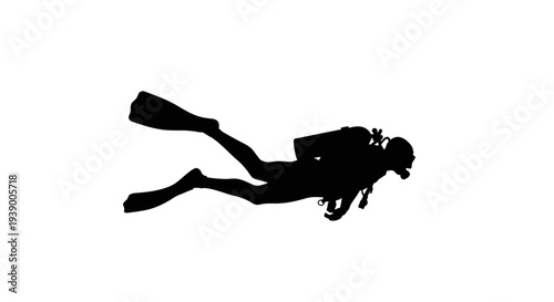 Scuba Diver Silhouette Ocean.