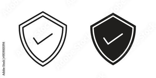 Shield icon - editable stroke vector illustration eps10.
