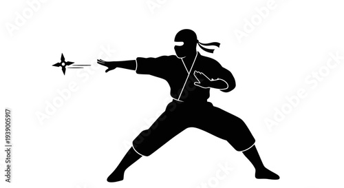 Ninja Silhouette Martial Arts Fighter.