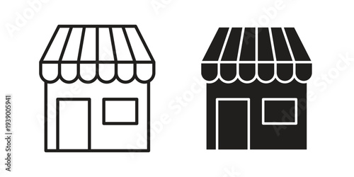 Shop icon - editable stroke vector illustration eps10.