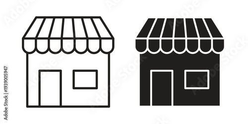 Shop icon - editable stroke vector illustration eps10.