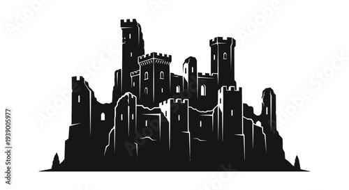 Black silhouette of castle.