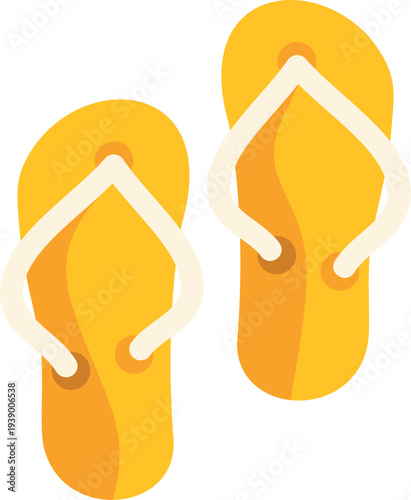Yellow flip flops representing summer vacation footwear concept
