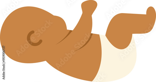 Baby with brown skin lying on back, wearing a white diaper