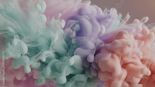 Mesmerizing Pastel Ink Clouds Swirling in Water, Abstract Dreamy Background.