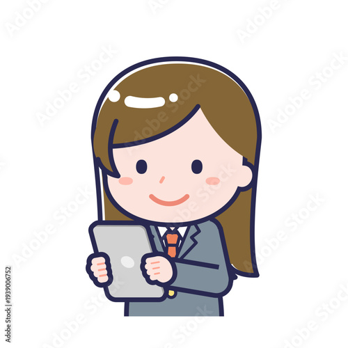 タブレットを使う「学生」の女性