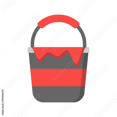 Paint Bucket Flat design style, paint filled bucket container symbolizing coloring tools ideal for art projects craft workshops and creative hobby visuals.