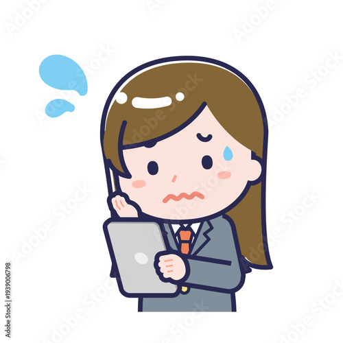 タブレットを使う「学生」の女性