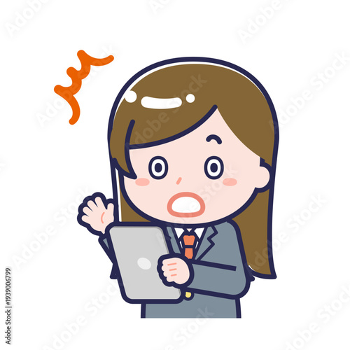 タブレットを使う「学生」の女性