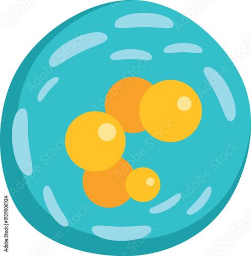 Atom particles and nucleus with protons and neutrons, representing physics and science