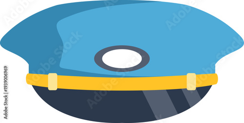 Blue police officer hat representing authority and security icon