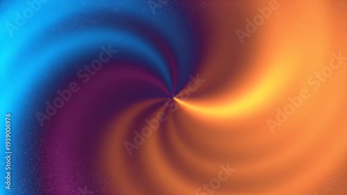 A swirling galaxy design with blended blues, purples, oranges, and sprinkled white dots