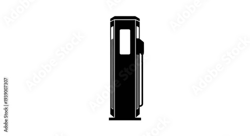 Black Gas Pump Silhouette Isolated.