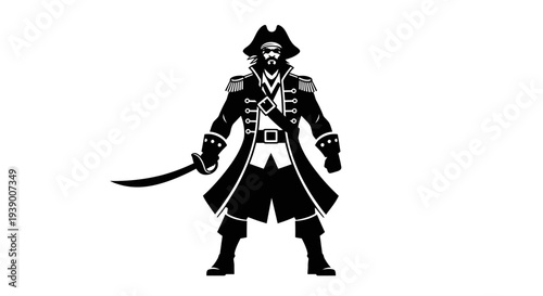 Pirate with sword and hat.