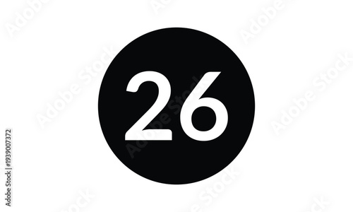 abstract bullet point number 26 on black circle design.