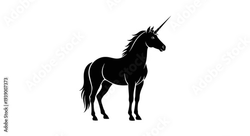 Black Unicorn Silhouette Standing.