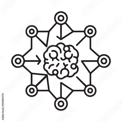 Abstract representation of artificial intelligence processing information within a neural network system.