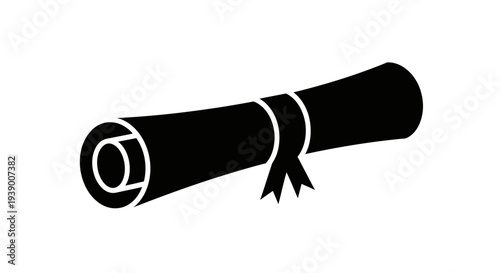 Black Rolled Up Document Icon.