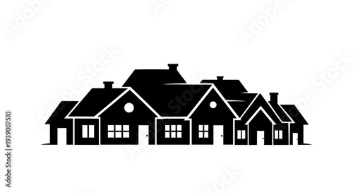Black house silhouette graphic design.