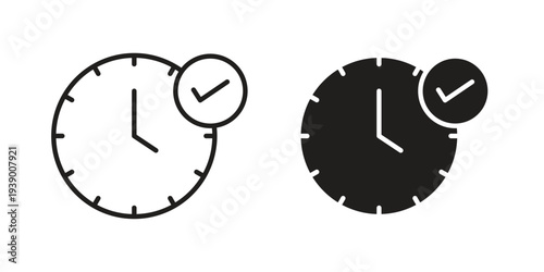 Time check icon - editable stroke vector illustration eps10.