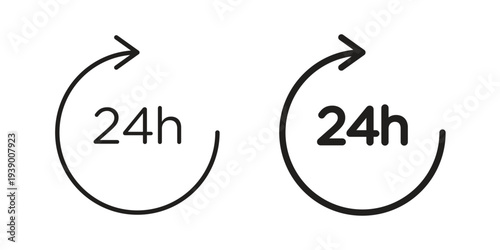 Time twenty four icon - editable stroke vector illustration eps10.