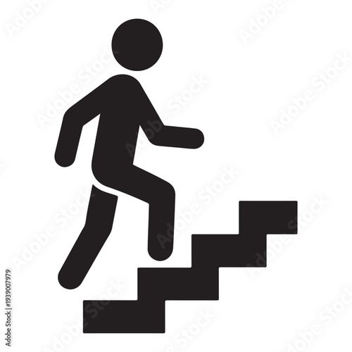 Walking up the stairs or staircase icon vector silhouette  