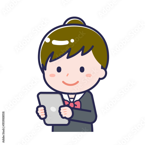 タブレットを使う「学生」の女性