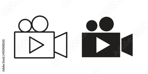 Video camera icon - editable stroke vector illustration eps10.