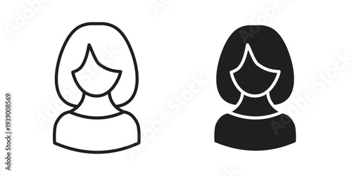 Woman icon - editable stroke vector illustration eps10.