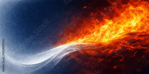 Abstract burning earth under a dark fire sky with beautiful orange and red sunset clouds and glowing heat flames