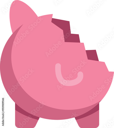 Pink piggy bank with a missing piece symbolizing debt, loss, and money management issues