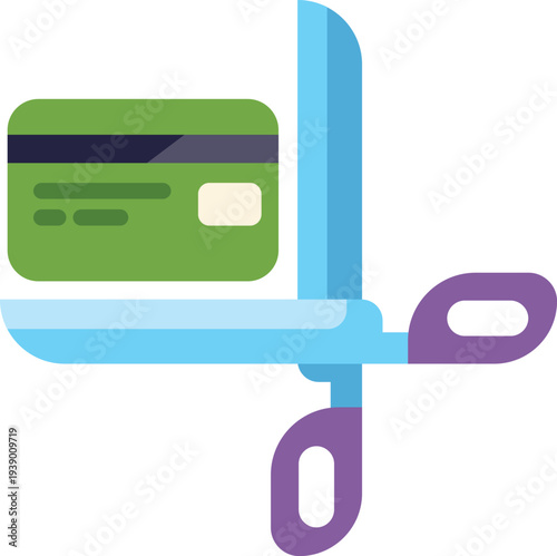 Illustration symbolizing financial discipline and debt reduction by cutting a green credit card
