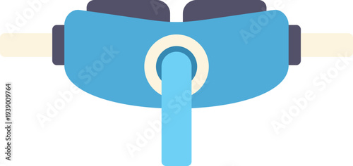 Modern flat vector illustration of a blue bicycle handlebar viewed from above on white background