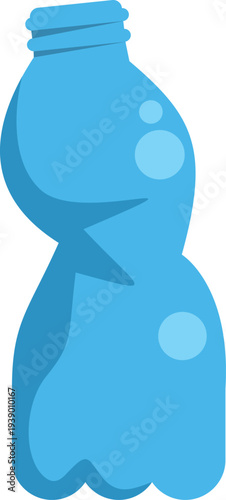 Flattened blue plastic bottle representing waste, recycling, and pollution awareness