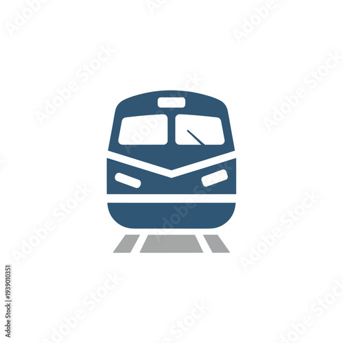 Blue Train Front View Illustration.