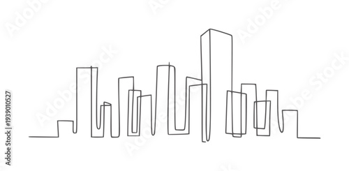 Minimalist black and white continuous line of a city skyline 1