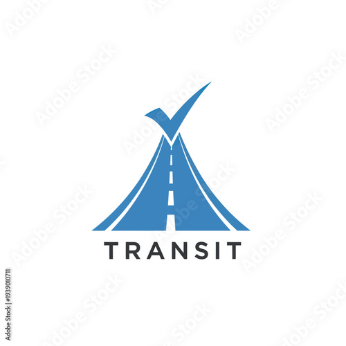 Blue Roadway Logo with Checkmark Symbol.