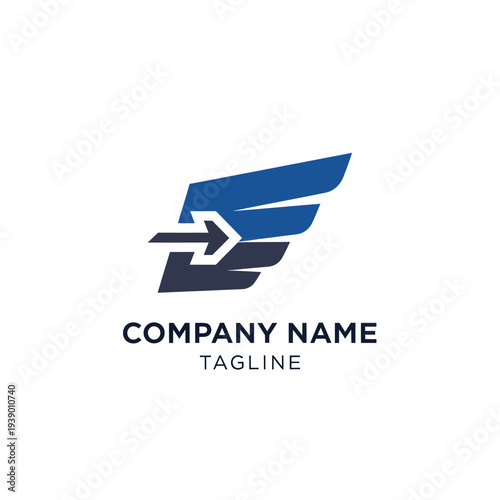 Blue and Black Arrow Logo Design Element.