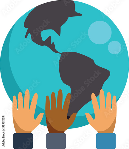 Illustration symbolizing global unity, diversity, and cooperation for a better world