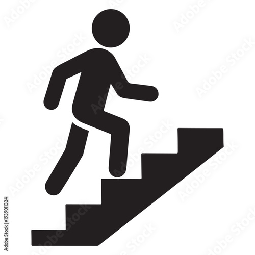 Walking up the stairs or staircase icon vector silhouette  