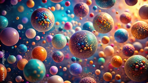 Wallpaper Mural A vibrant explosion of iridescent spheres, shimmering with a dazzling array of colors and textures, creates a captivating and joyful visual spectacle Torontodigital.ca