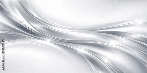 An abstract blue and white background features a smooth silk texture with flowing waves and light gray curves to create a soft motion pattern for a modern vector wallpaper design